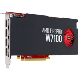 AMD 8GB AMD FirePro W7100, PCIe 3.0 (x16), 256Bit GDDR5, 4x DisplayPort 1.2, 4K (4096x2160), 1792 St