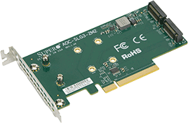 Supermicro Low Profile, Dual NVMe M.2 SSD PCIe add-on card