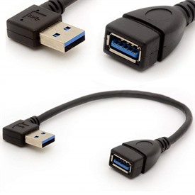 USB 3.0 Extension Cable Right Angle 90 Degree Adapter Type A Male To Female High Speed Connection, S