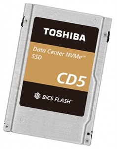 Toshiba CD5 7.68TB NVMe PCIe 3.1x4 BiCS3 eTLC 2.5"15mm 0.5DWPD