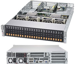 Figure 12: Supermicro’s 2028U-TN24R4T+ with 24 x NVMe bays in a 2U chassis